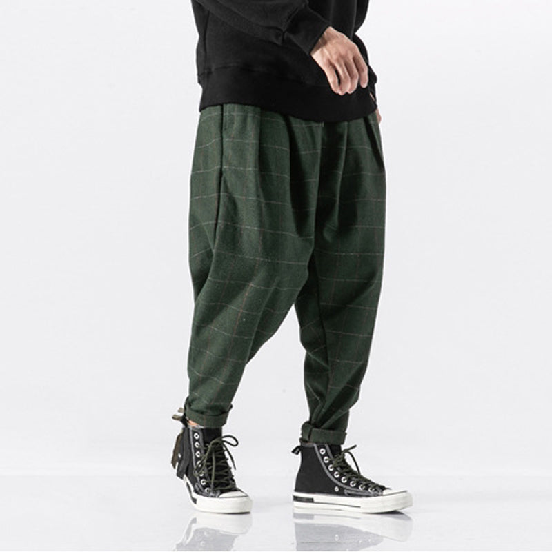 Japanese Thick Casual Plaid Trousers