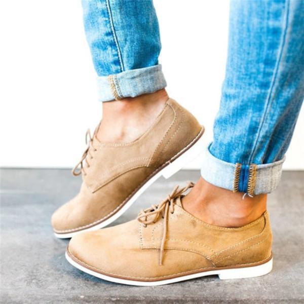 Comfort Low Heel Oxford Shoes Lace-up Daily Loafers