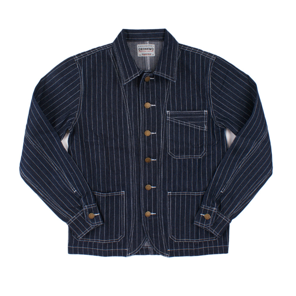 Retro Vertical Stripes Denim Jacket