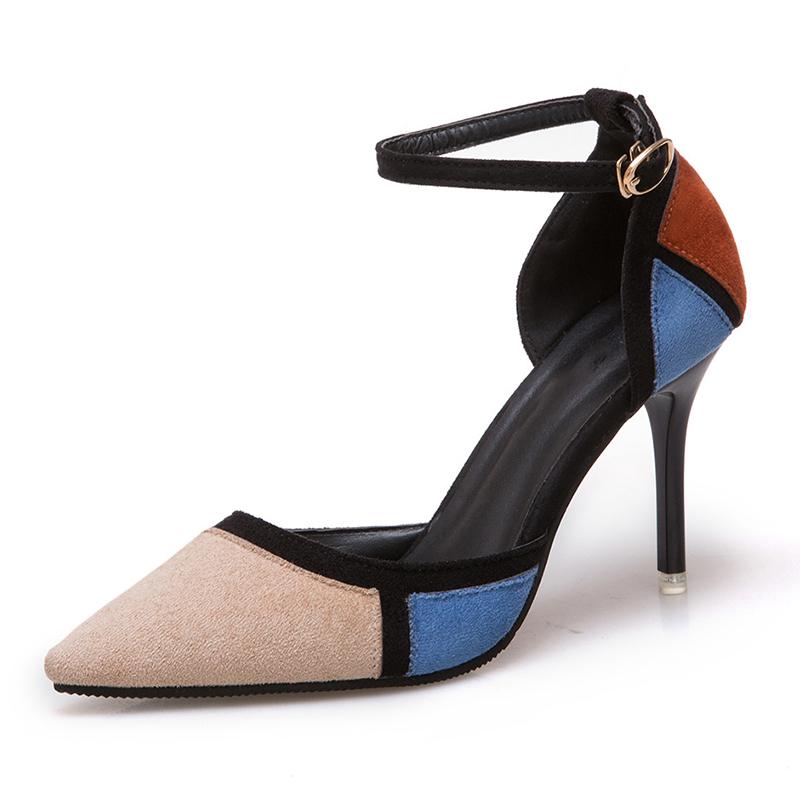 Panel Suede Color Block Stiletto Heel Heels
