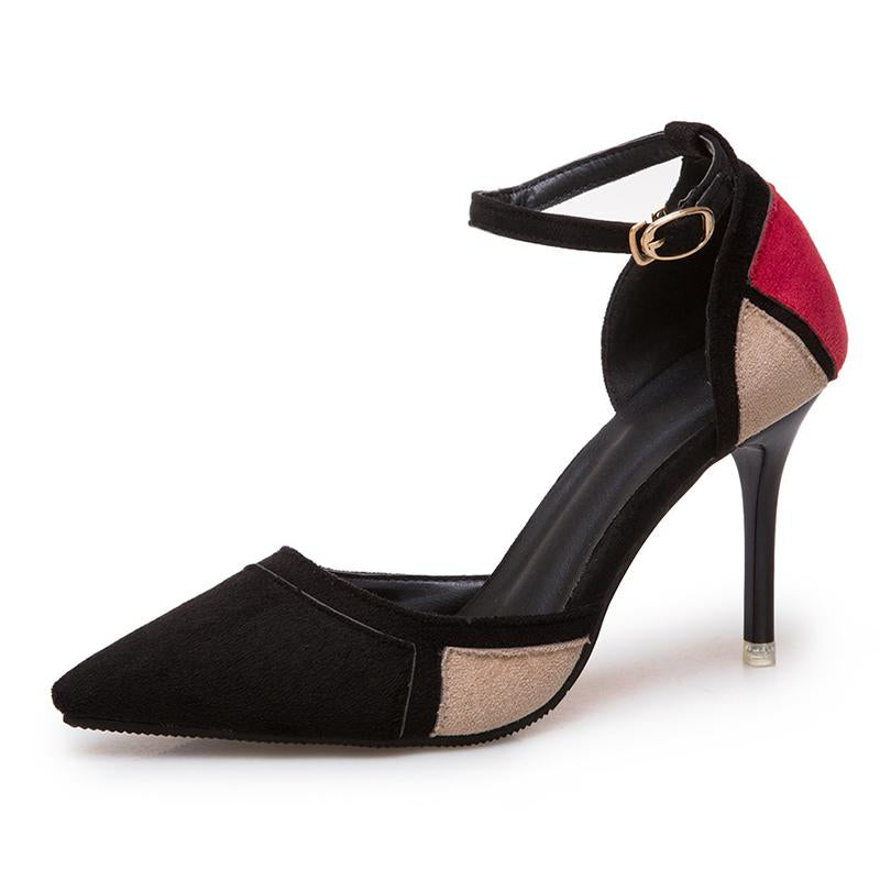 Panel Suede Color Block Stiletto Heel Heels