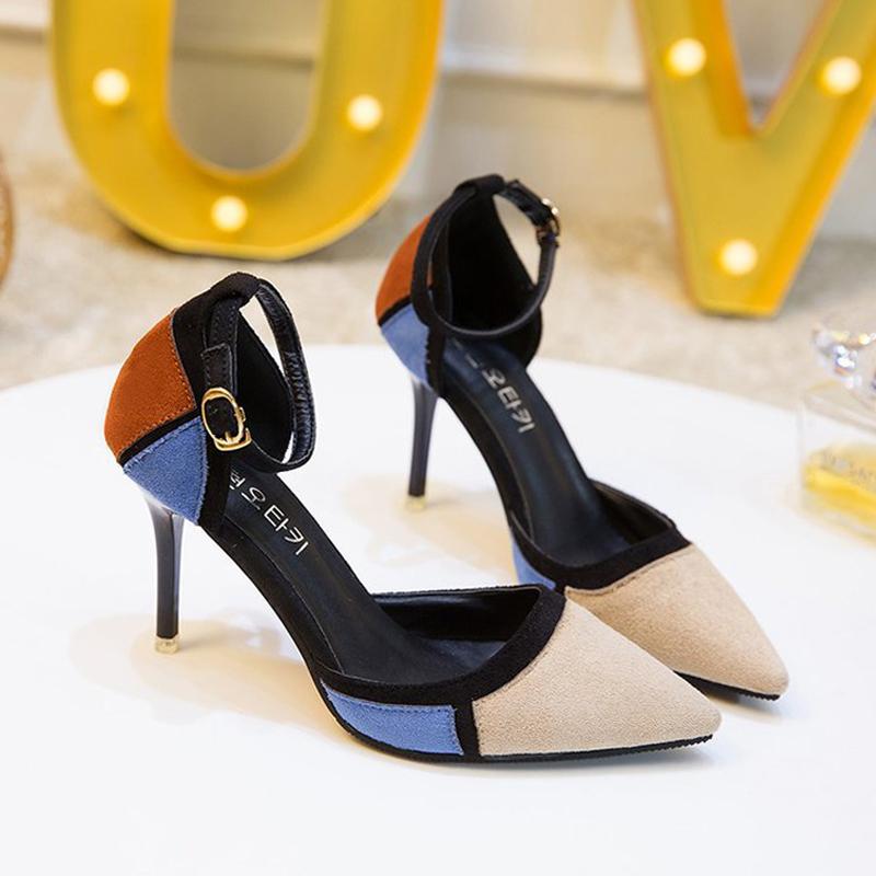 Panel Suede Color Block Stiletto Heel Heels