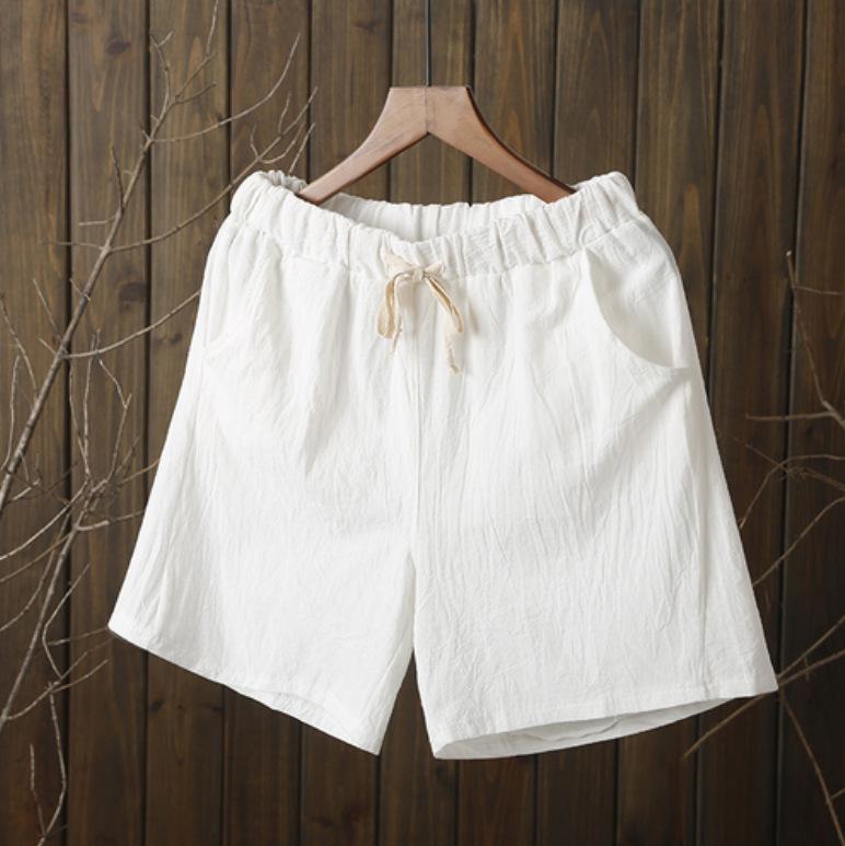 Linen Women Elastic Waist Leisure Versatile Loose Shorts