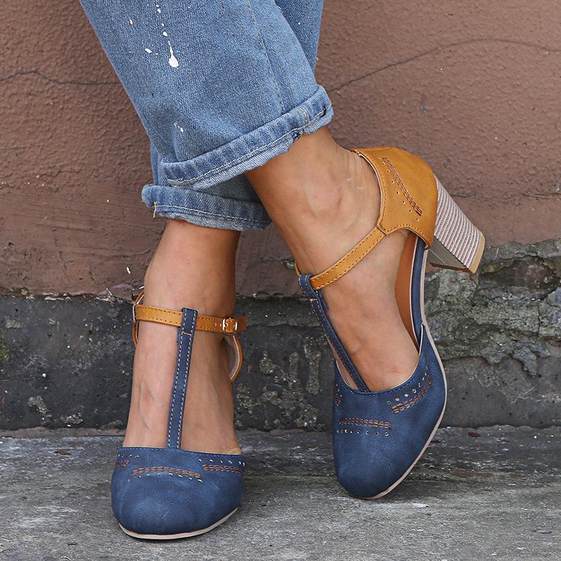Casual Stitching Color High Heel Sandals