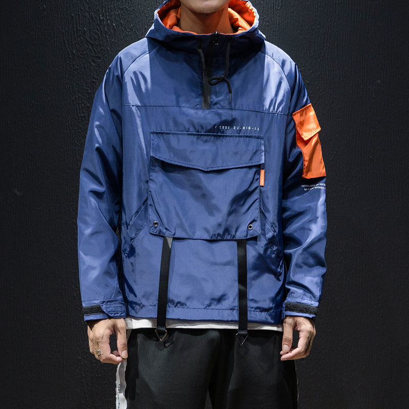 Wind-proof Hooded Pullover Hip Hop Loose Jacket