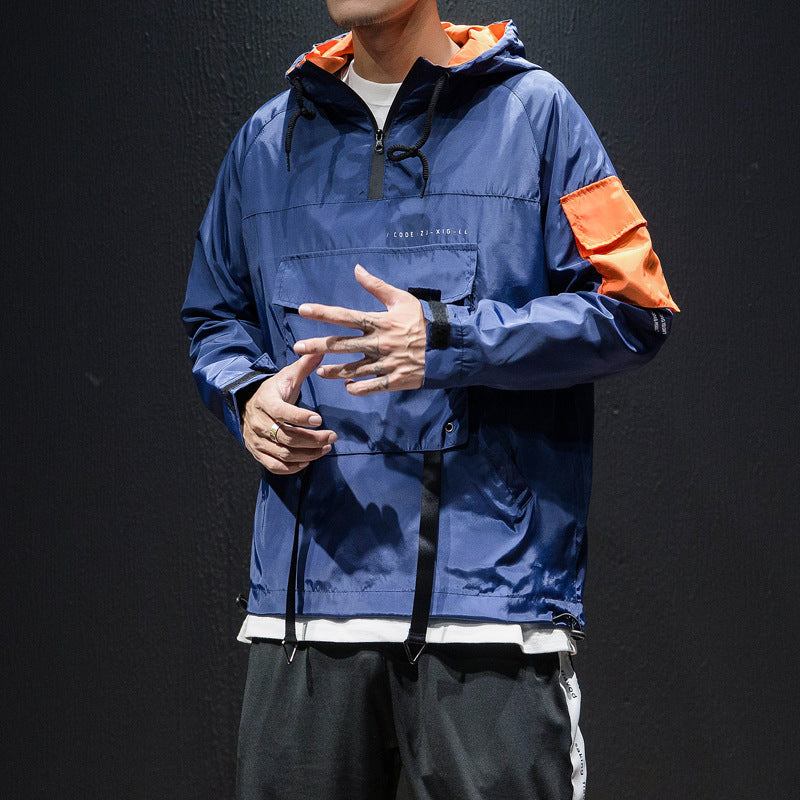 Wind-proof Hooded Pullover Hip Hop Loose Jacket