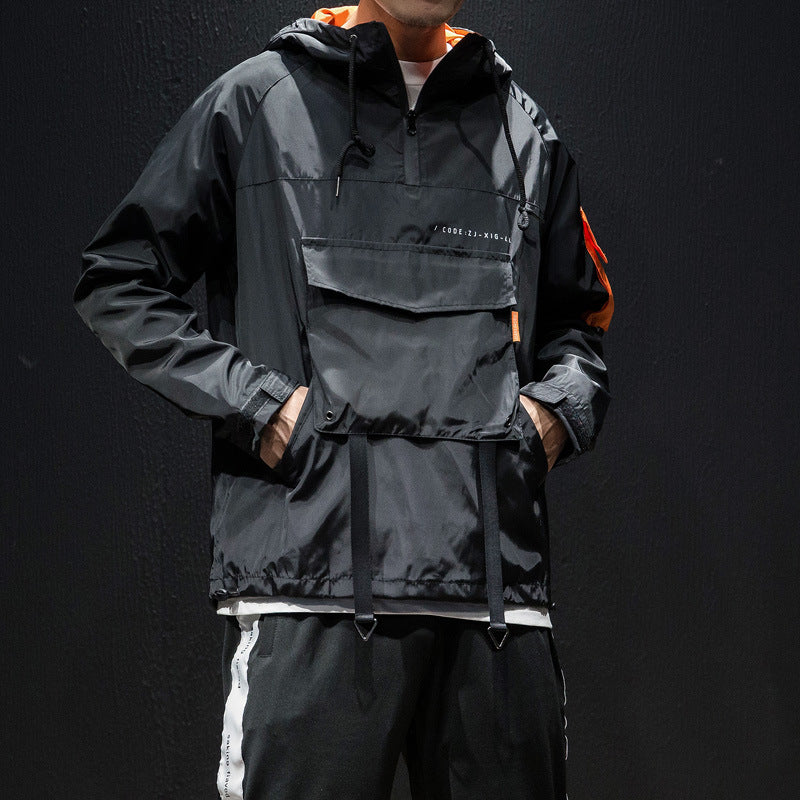 Wind-proof Hooded Pullover Hip Hop Loose Jacket