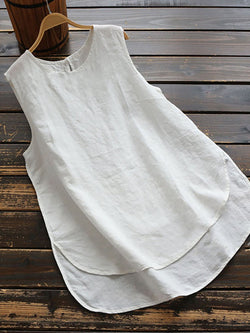 Cotton Sleeveless Paneled Shirts & Tops