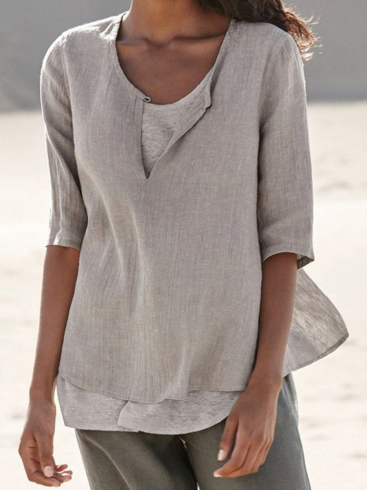 Casual Half Sleeve Solid Shirts & Tops