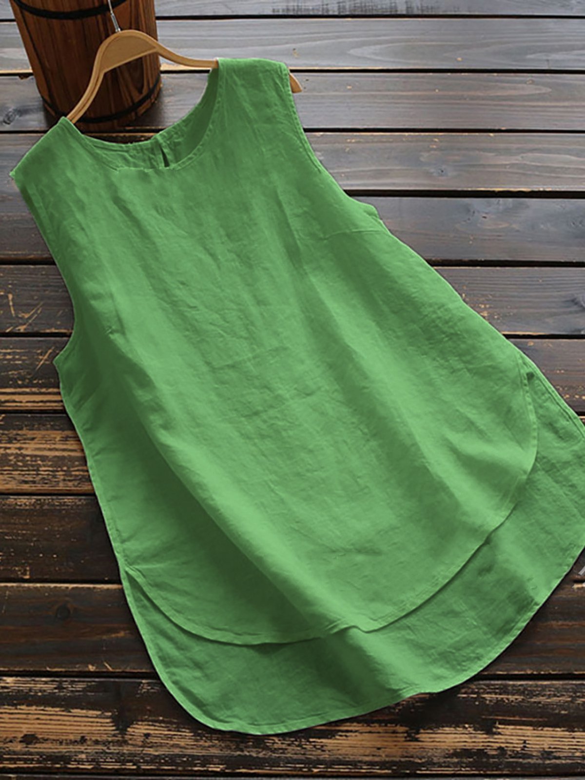 Cotton Sleeveless Paneled Shirts & Tops