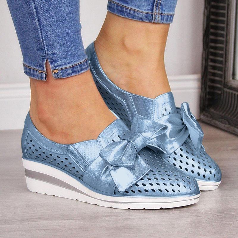 Bowknot Wedge Heel Slip-on Sneakers