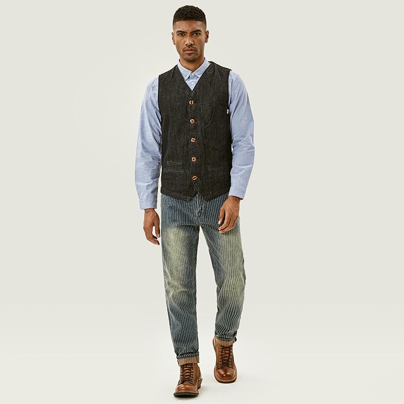 Retro Striped Washed Casual  Denim Pants