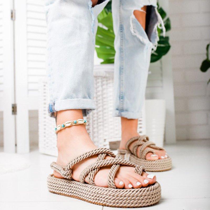 Women Criss Cross Lace-Up Casual Sandals