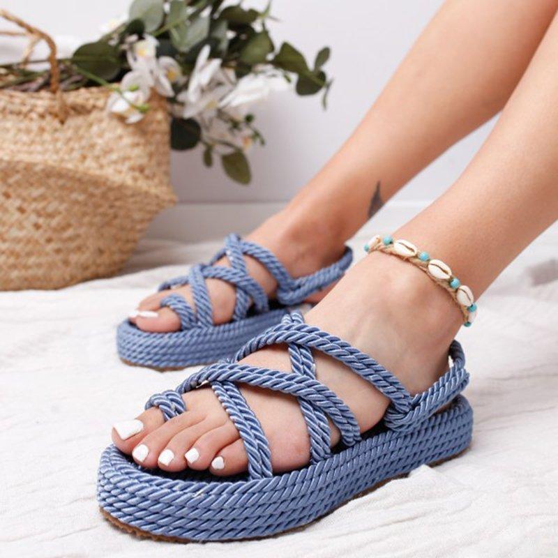 Women Criss Cross Lace-Up Casual Sandals