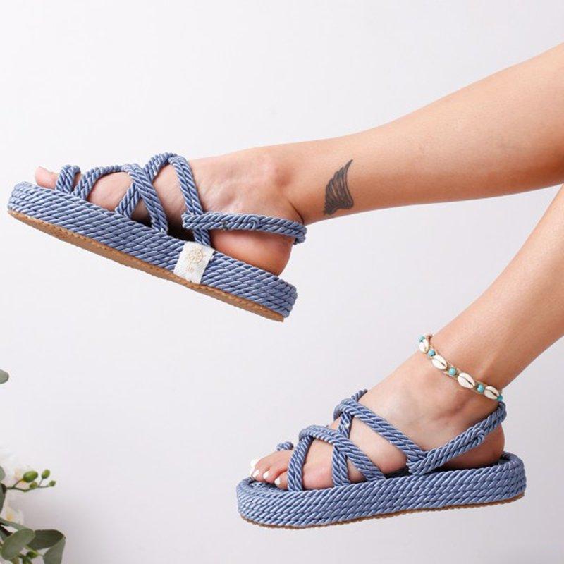 Women Criss Cross Lace-Up Casual Sandals