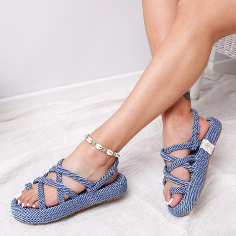 Women Criss Cross Lace-Up Casual Sandals
