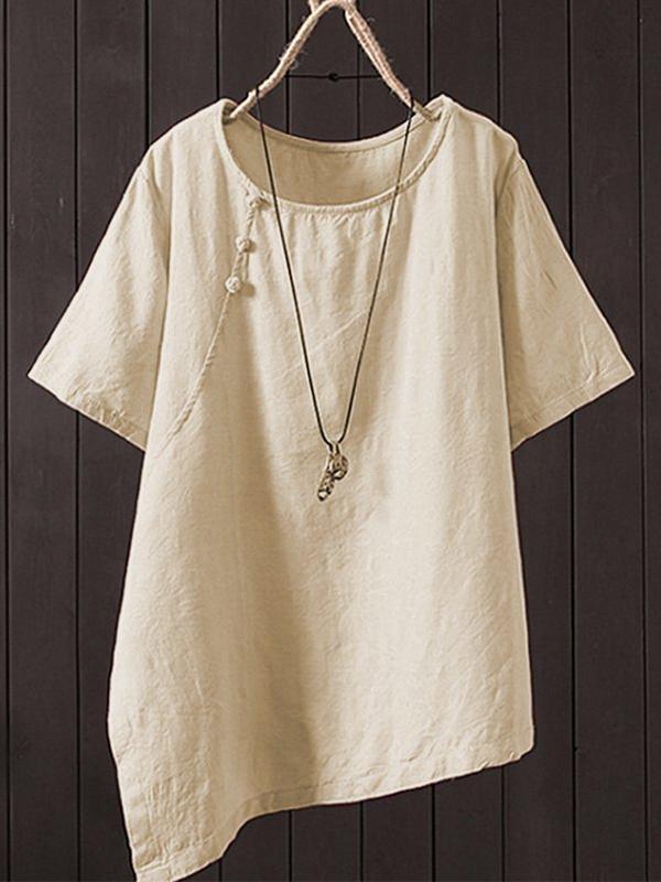 Casual Short Sleeve Round Neck Plus Size Tops