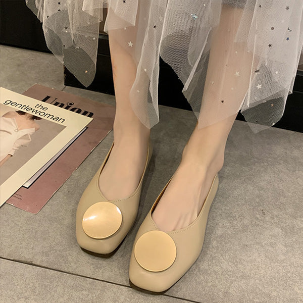 Soft Square Toe Elegant Date Flat Heel Shoes