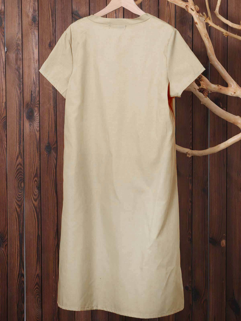 Casual Solid V-Neck Plus Size Dress