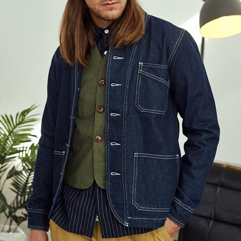 Retro Vertical Stripes Denim Jacket