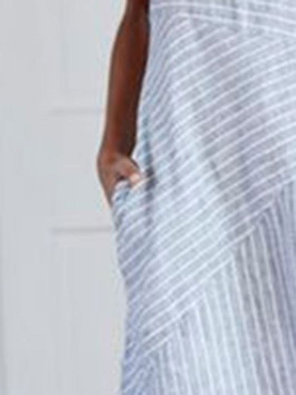 Cotton Striped Dresses Crew Neck Light Gray Women Dresses Shift Daily