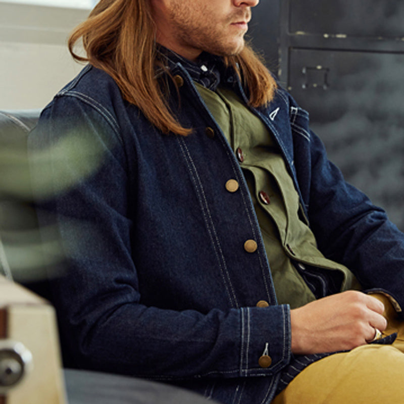 Retro Vertical Stripes Denim Jacket