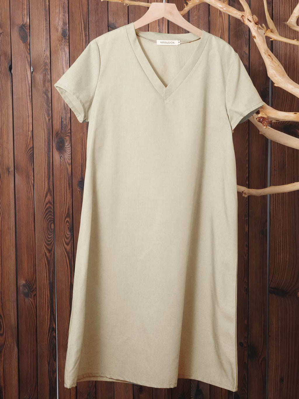 Casual Solid V-Neck Plus Size Dress