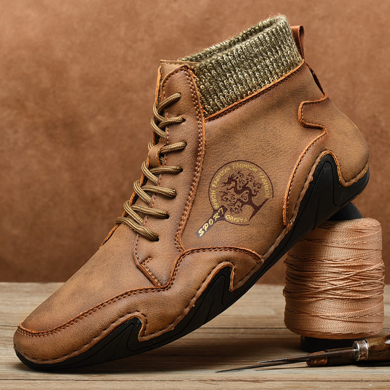 Men Handmade Leather Comfy Soft Sock Ankle Boots