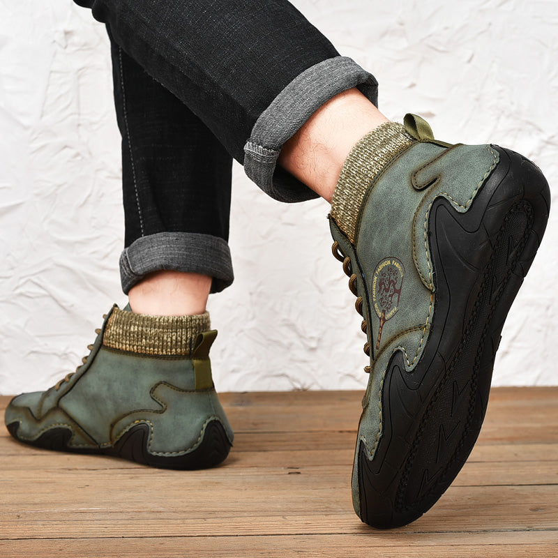 Men Handmade Leather Comfy Soft Sock Ankle Boots