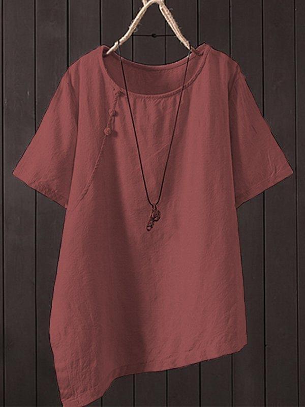 Casual Short Sleeve Round Neck Plus Size Tops