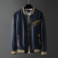 Embroidered Leather Bomber Jacket