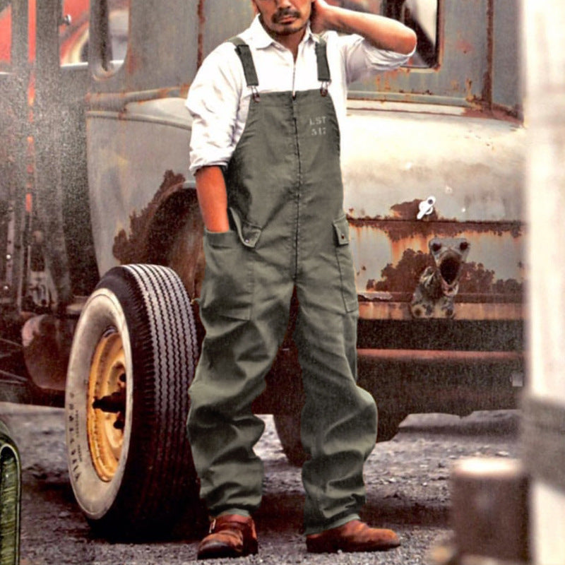 Retro Solid Color Overalls