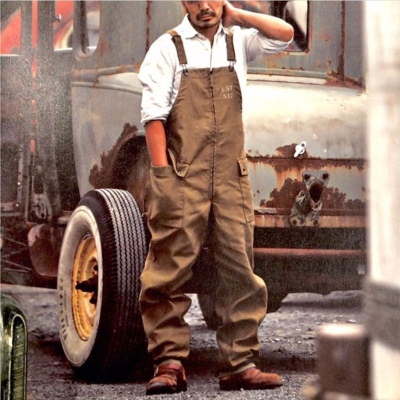 Retro Solid Color Overalls