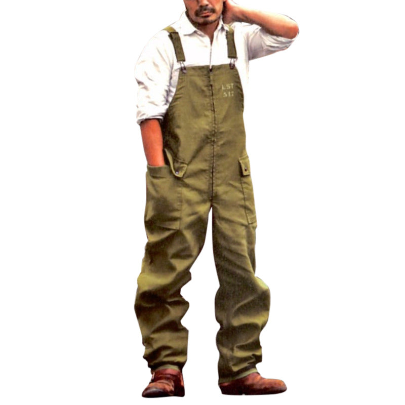 Retro Solid Color Overalls