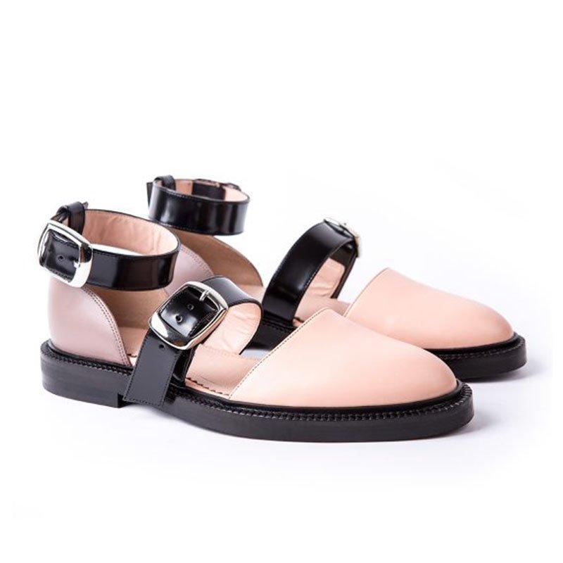 Buckle Color block Sandals Flats