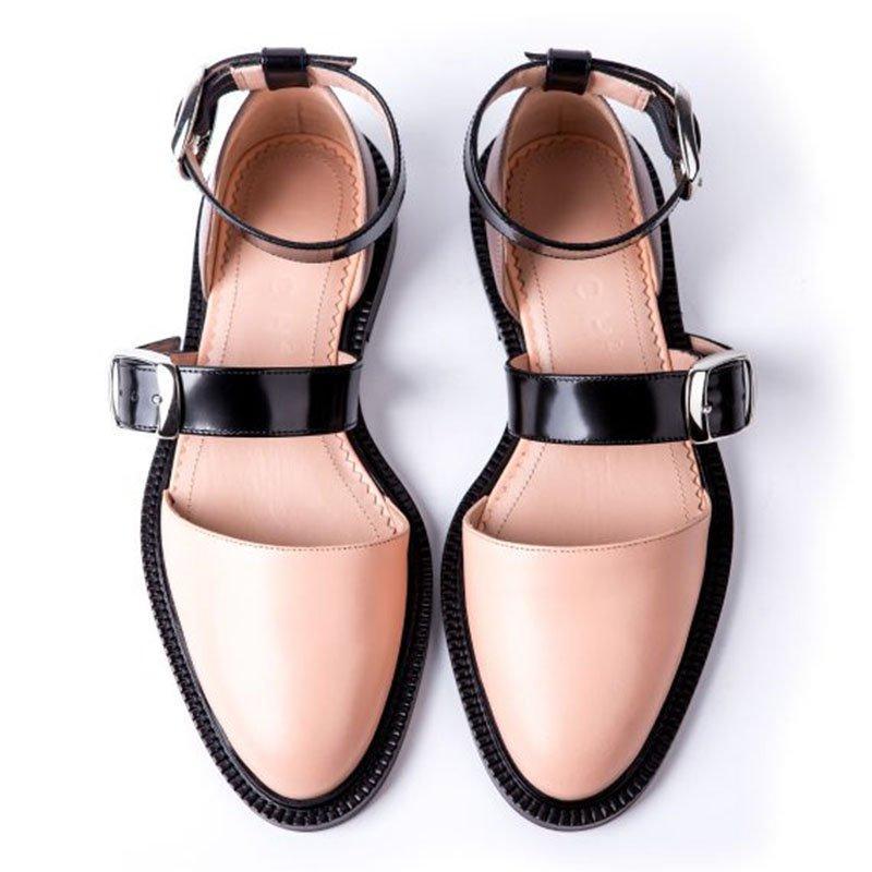 Buckle Color block Sandals Flats