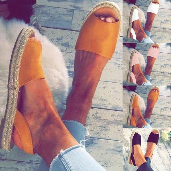Summer Espadrilles Fashion Peep Toe Sandals Flat Sandals