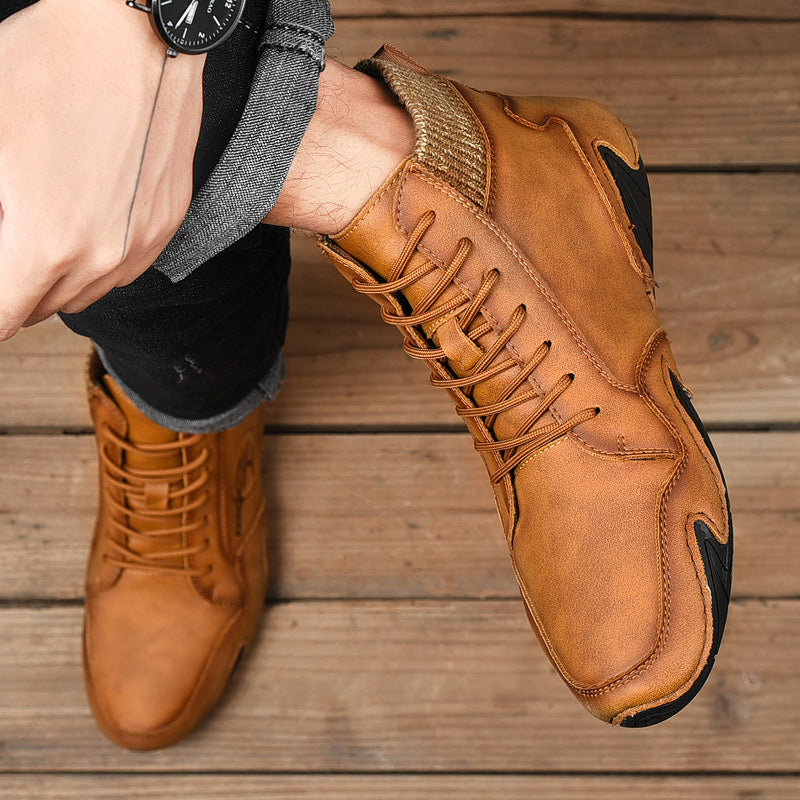 Men Handmade Leather Comfy Soft Sock Ankle Boots