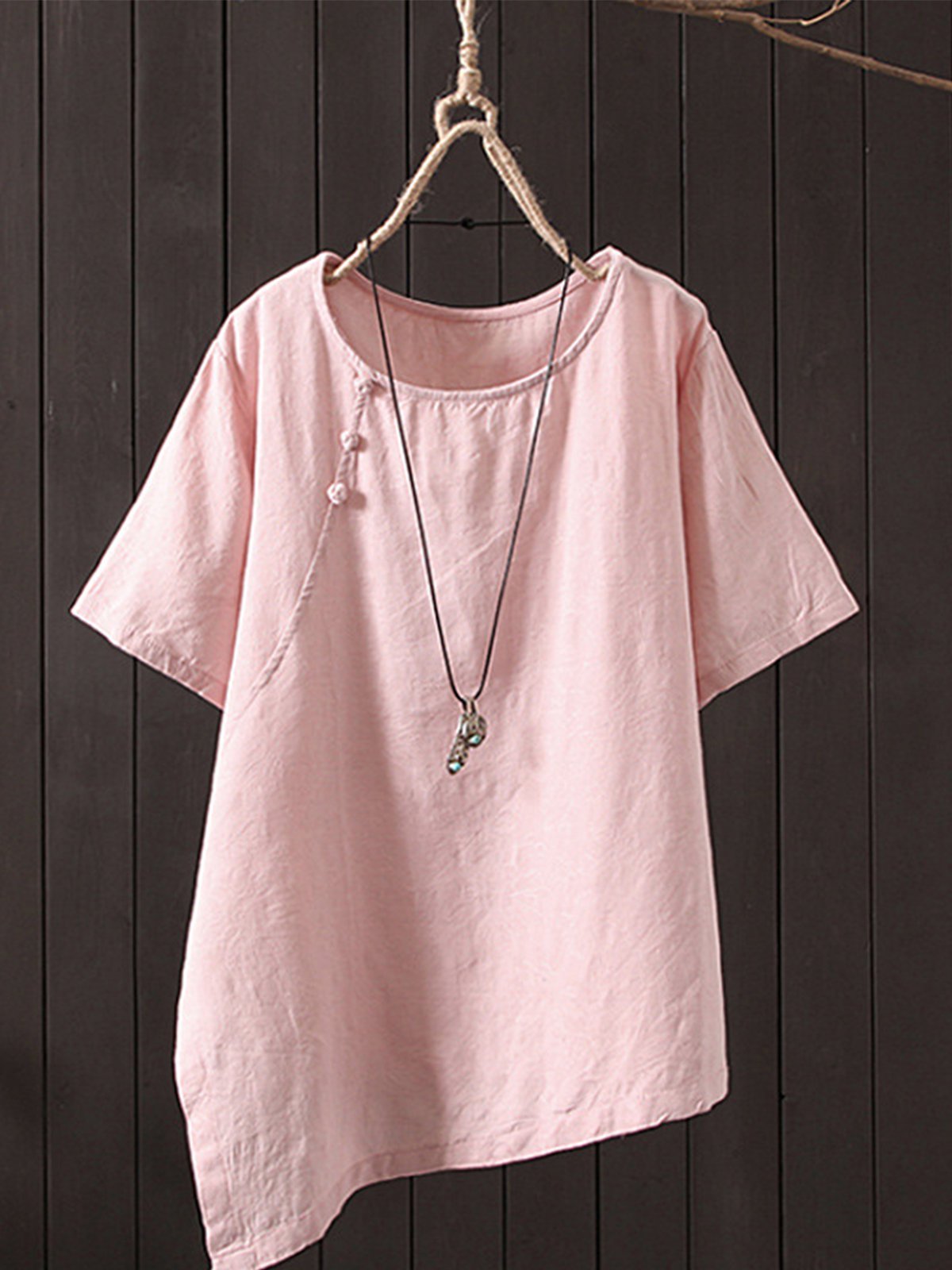 Casual Short Sleeve Round Neck Plus Size Tops