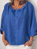 Long Sleeve Peter Pan Collar Solid T-Shirts