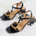 Metal Button Sweet Date Summer Chunky Heel Sandals