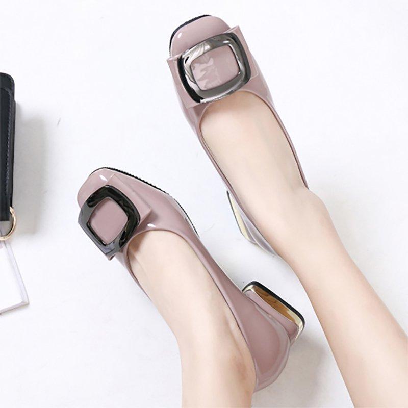 Daily Chunky Heel Low Square Toe Heels