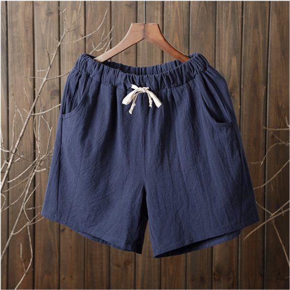 Linen Women Elastic Waist Leisure Versatile Loose Shorts