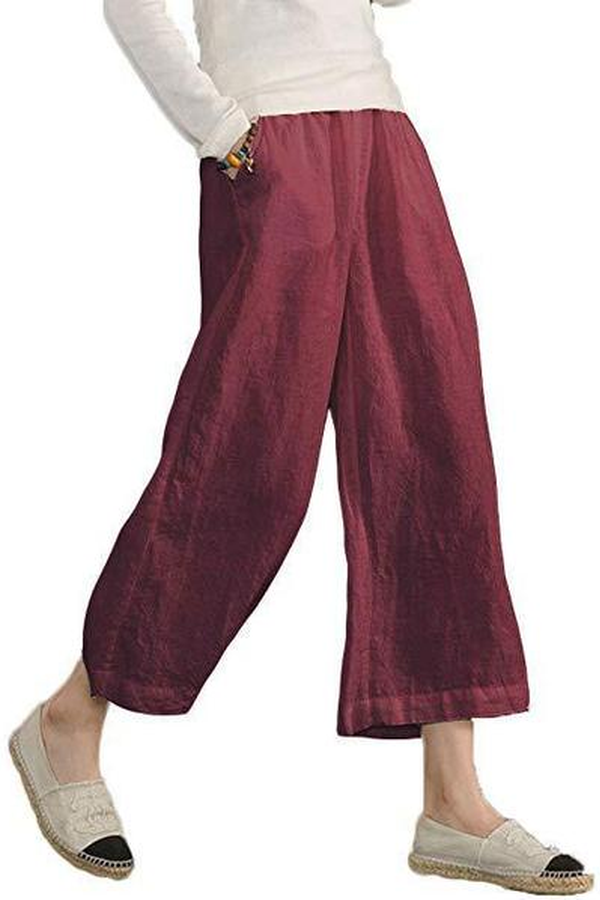 Solid Casual Linen Pants