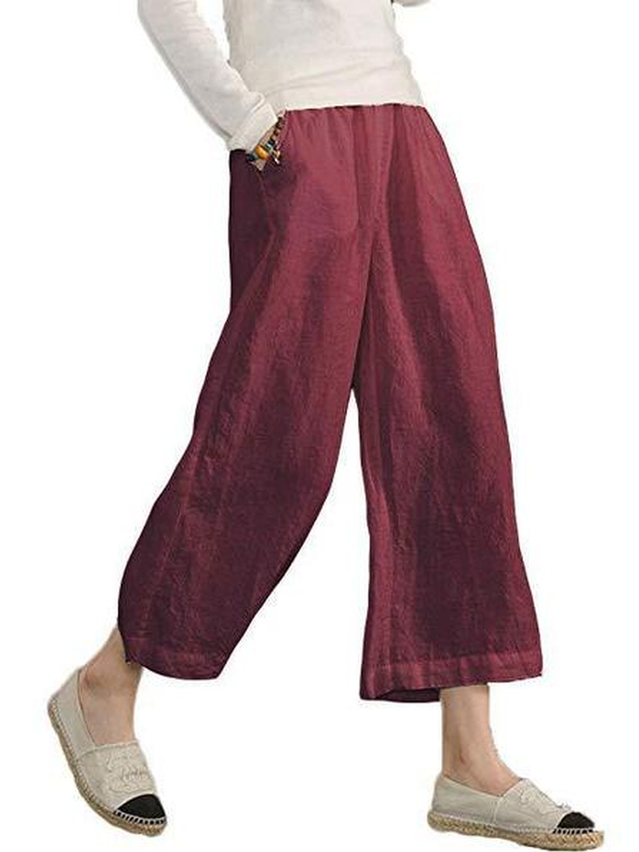 Solid Casual Linen Pants