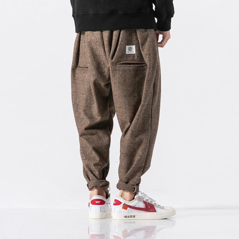 Japanese Thick Casual Plaid Trousers