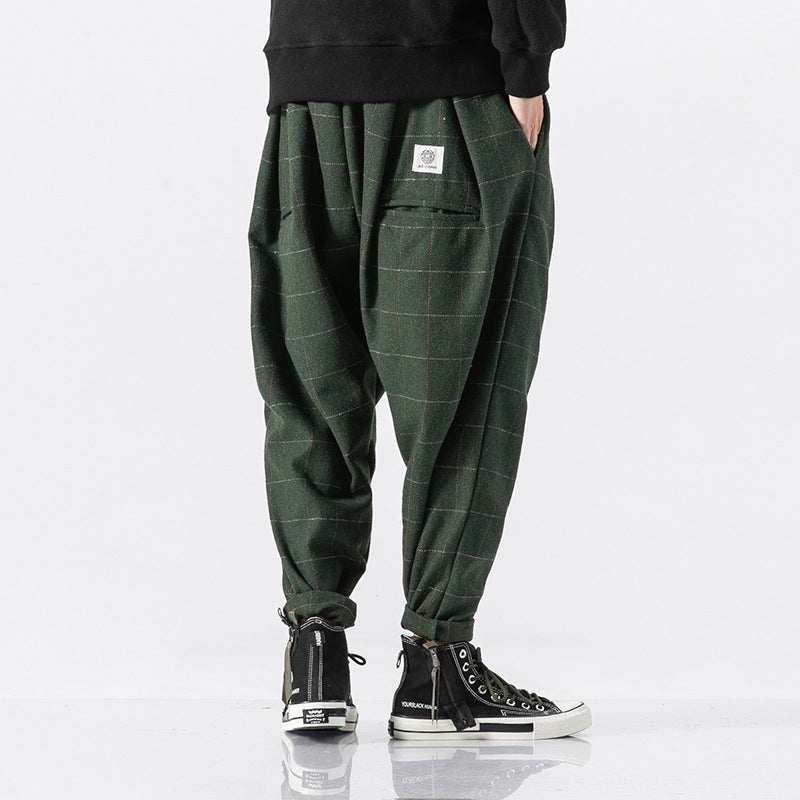 Japanese Thick Casual Plaid Trousers