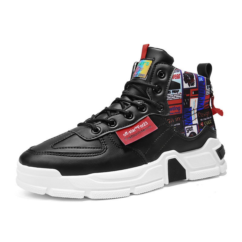 Graffiti Platform Lace-up Men Shoes