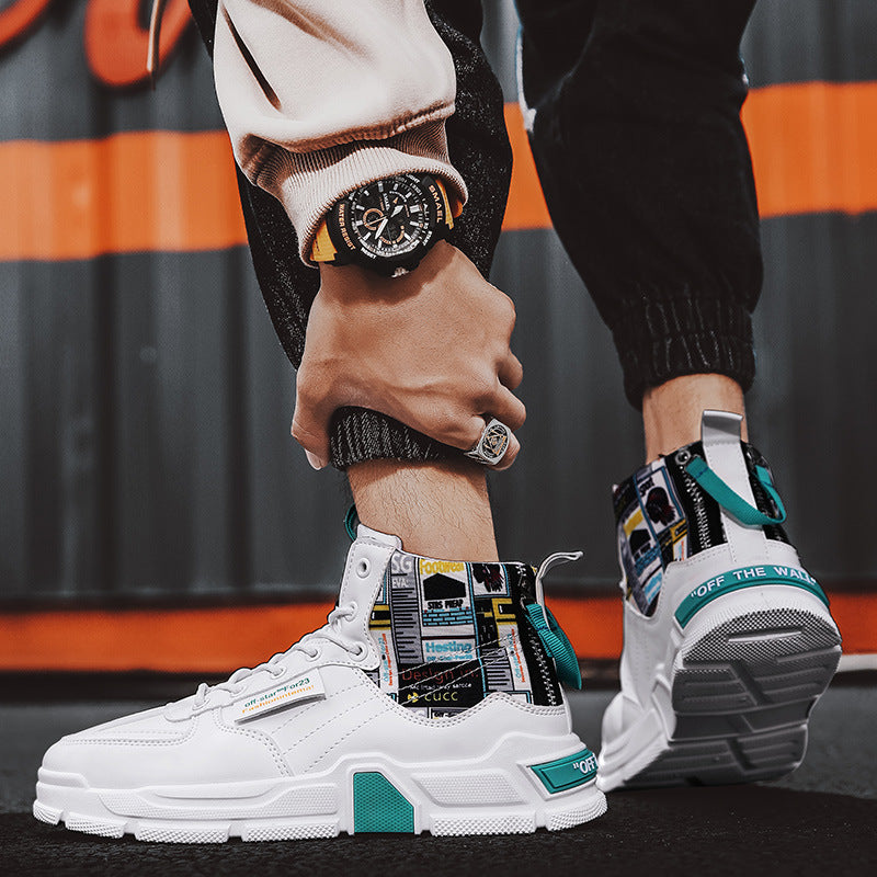 Graffiti Platform Lace-up Men Shoes