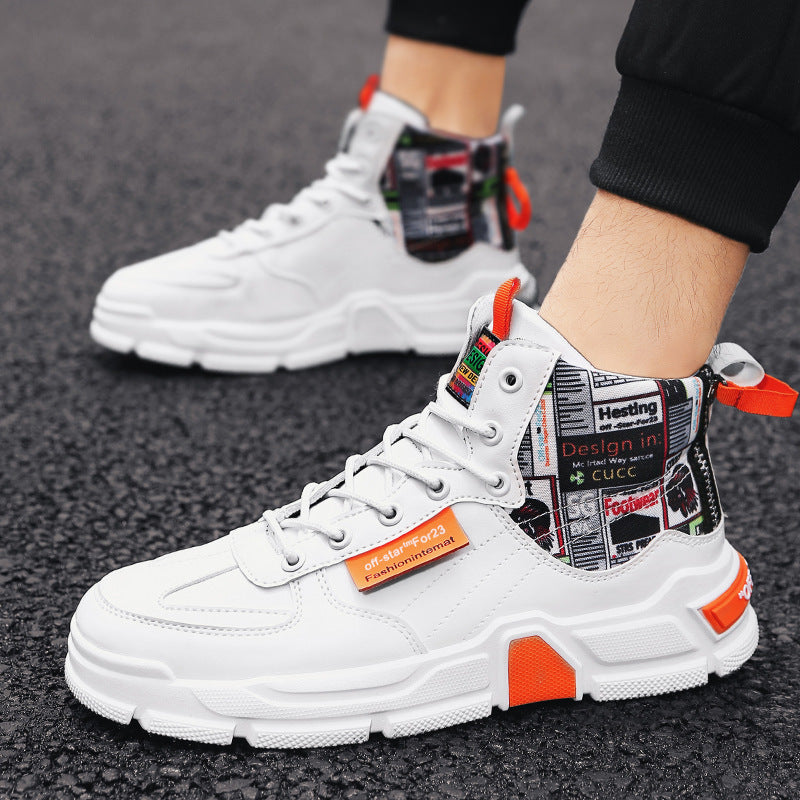 Graffiti Platform Lace-up Men Shoes